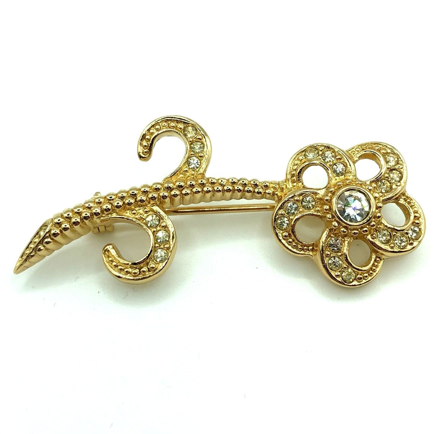 CHRISTIAN DIOR brooch rhinestone gold accessories ladies