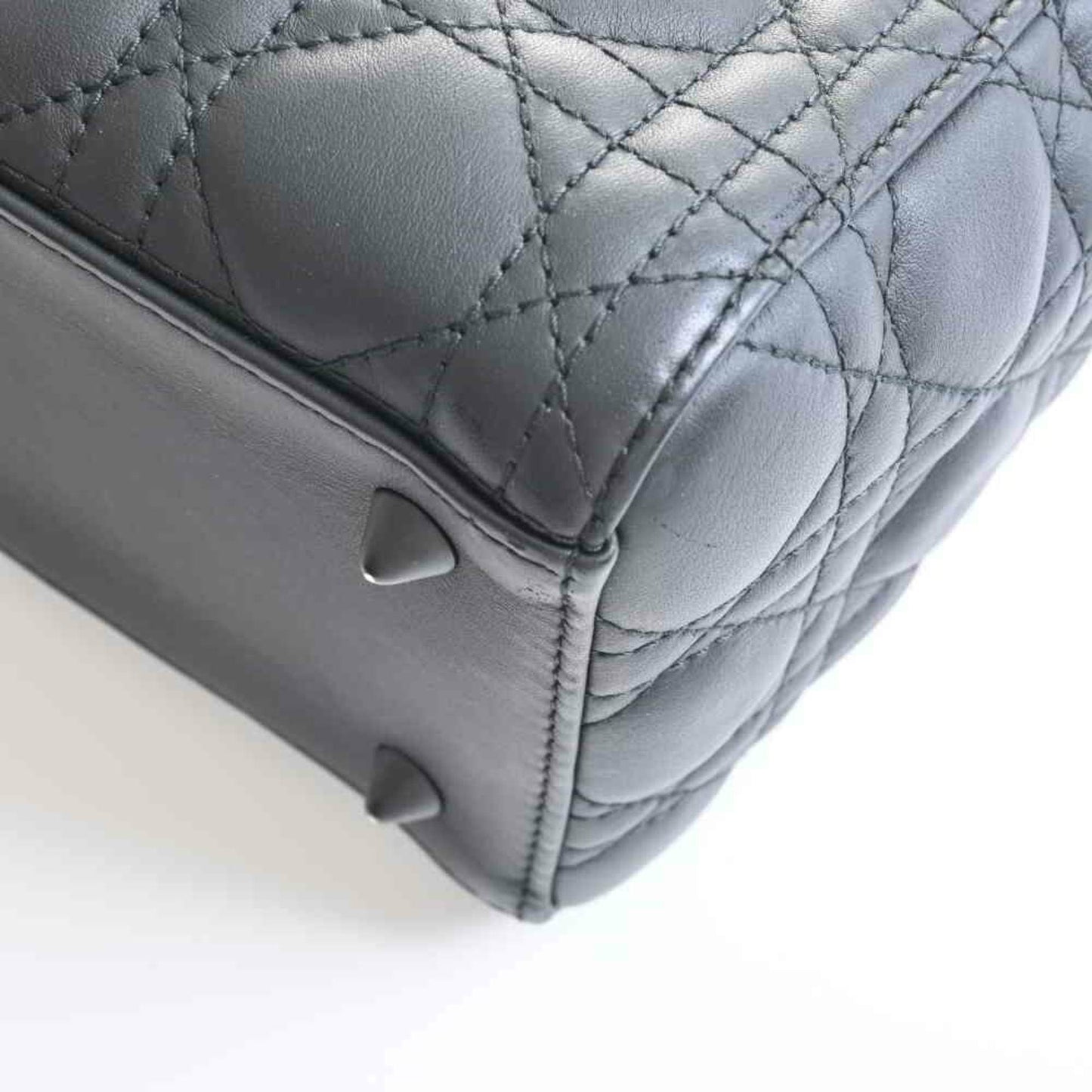 Christian Dior Lady Cannage Ultra Matte Leather Handbag Black