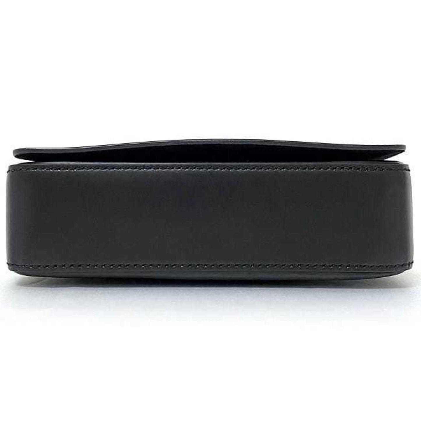 CHRISTIAN DIOR Clutch Bag Black Gold J'ADIOR Leather Handbag Flap Strap
