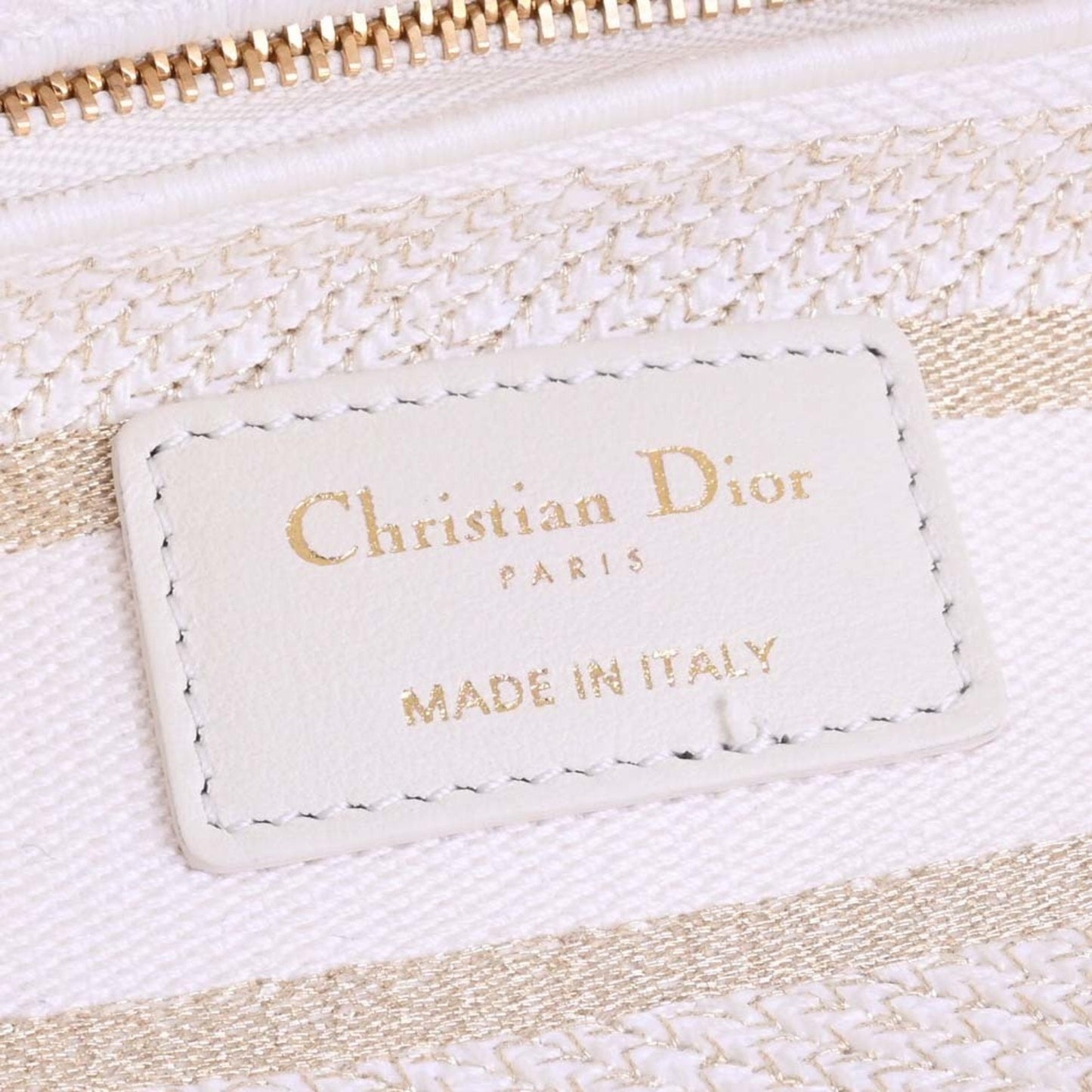 CHRISTIAN DIOR Canvas Lady Delight Embroidered Medium Handbag White Ladies