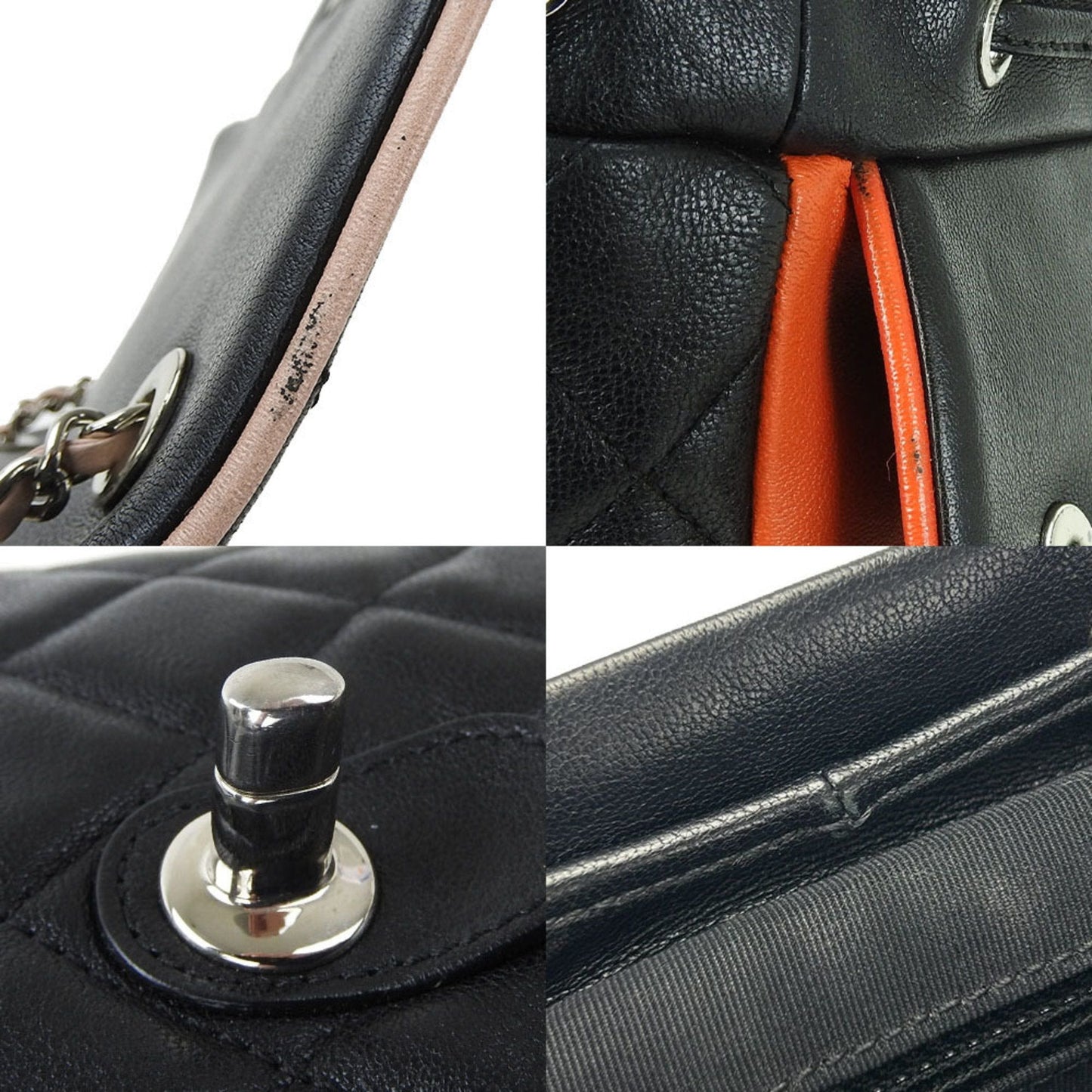 CHANEL backpack rucksack matelasse here mark lambskin leather 23 series black multicolor quilting ladies bag