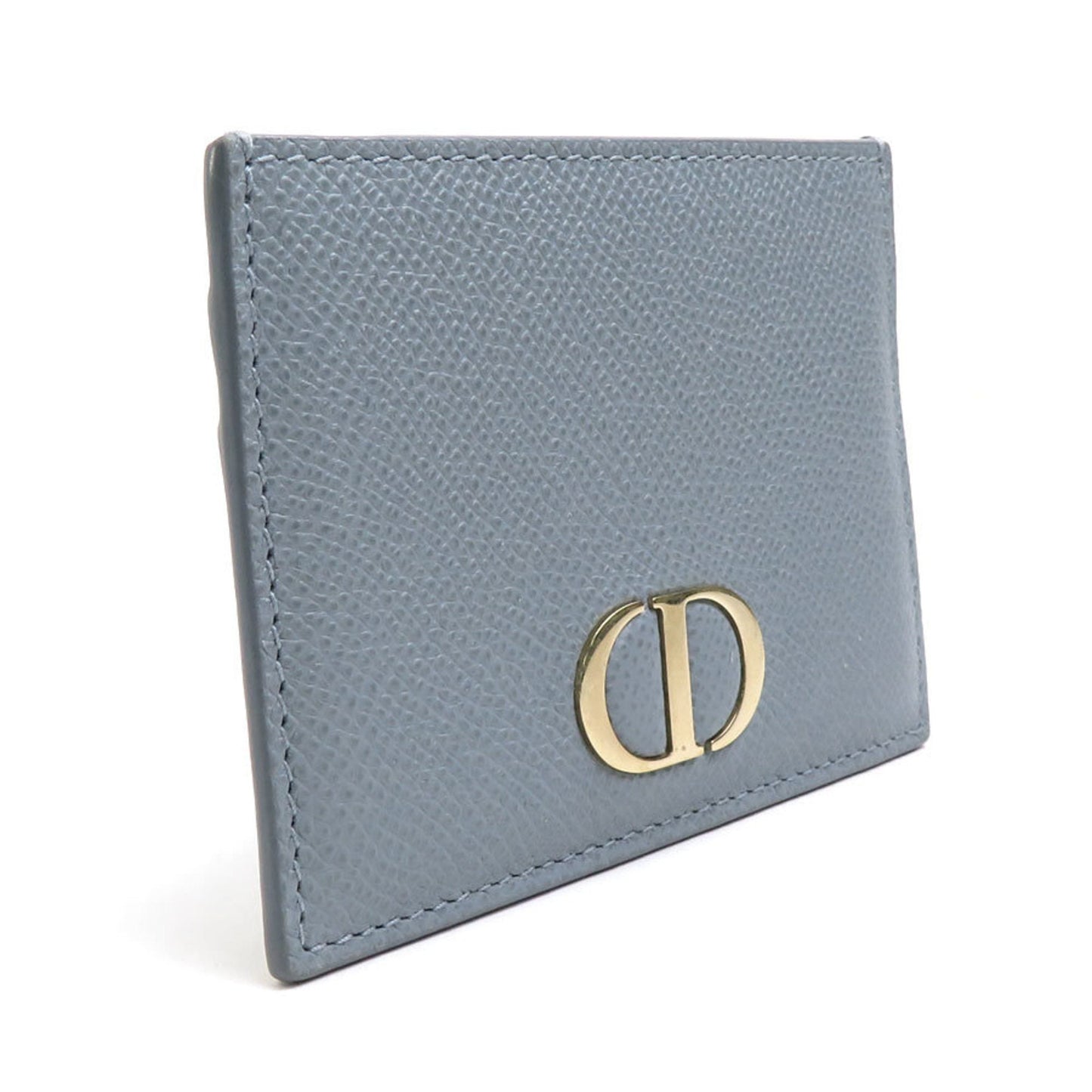 CHRISTIAN DIOR Card Case Pass Leather Blue Gray Ladies