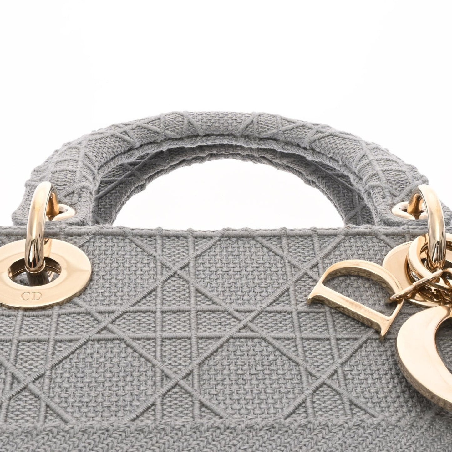 CHRISTIAN DIOR LADY D-LITE Medium Gray Ladies Canage Embroidered Handbag