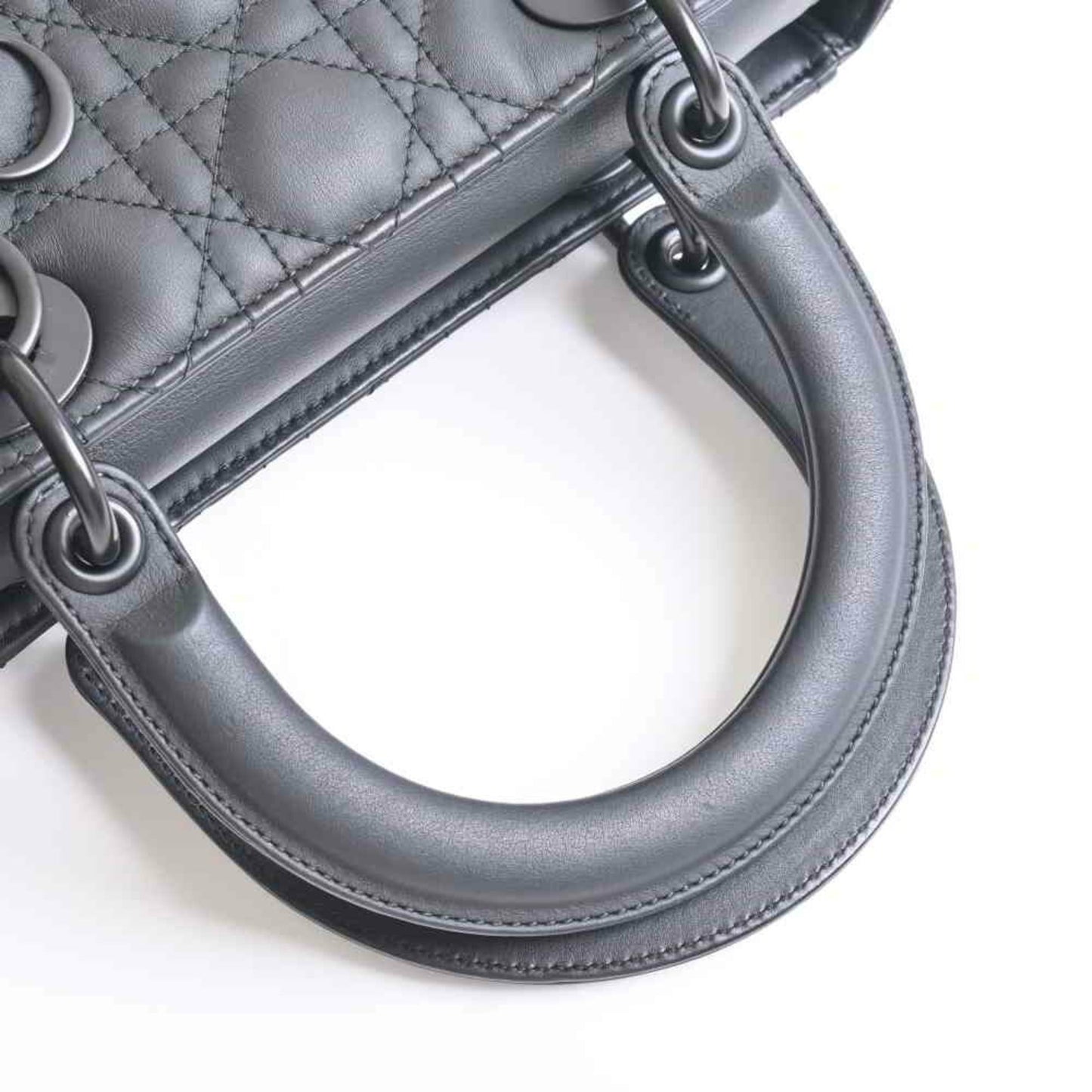 Christian Dior Lady Cannage Ultra Matte Leather Handbag Black