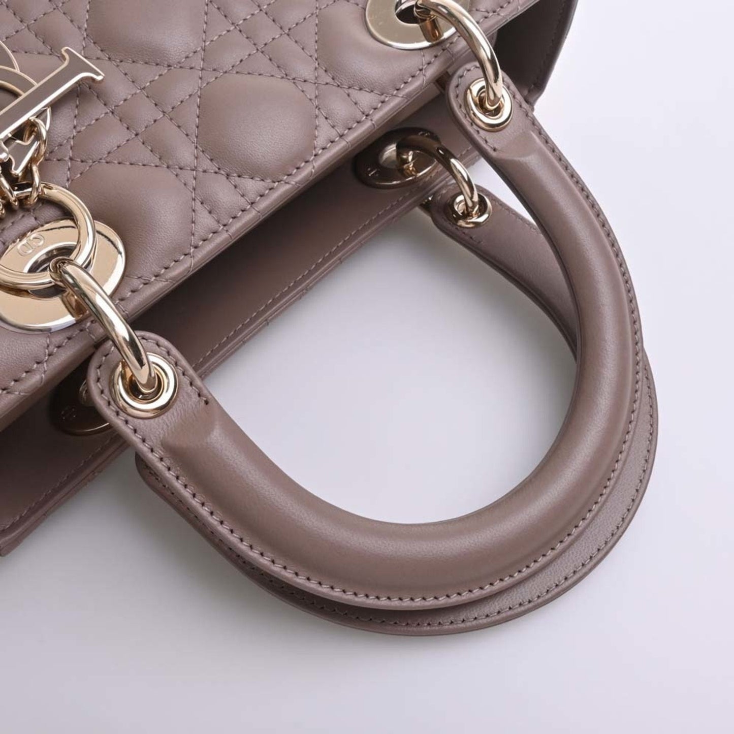 CHRISTIAN DIOR Lady Cannage Leather Handbag M0565OCEA Brown Women's