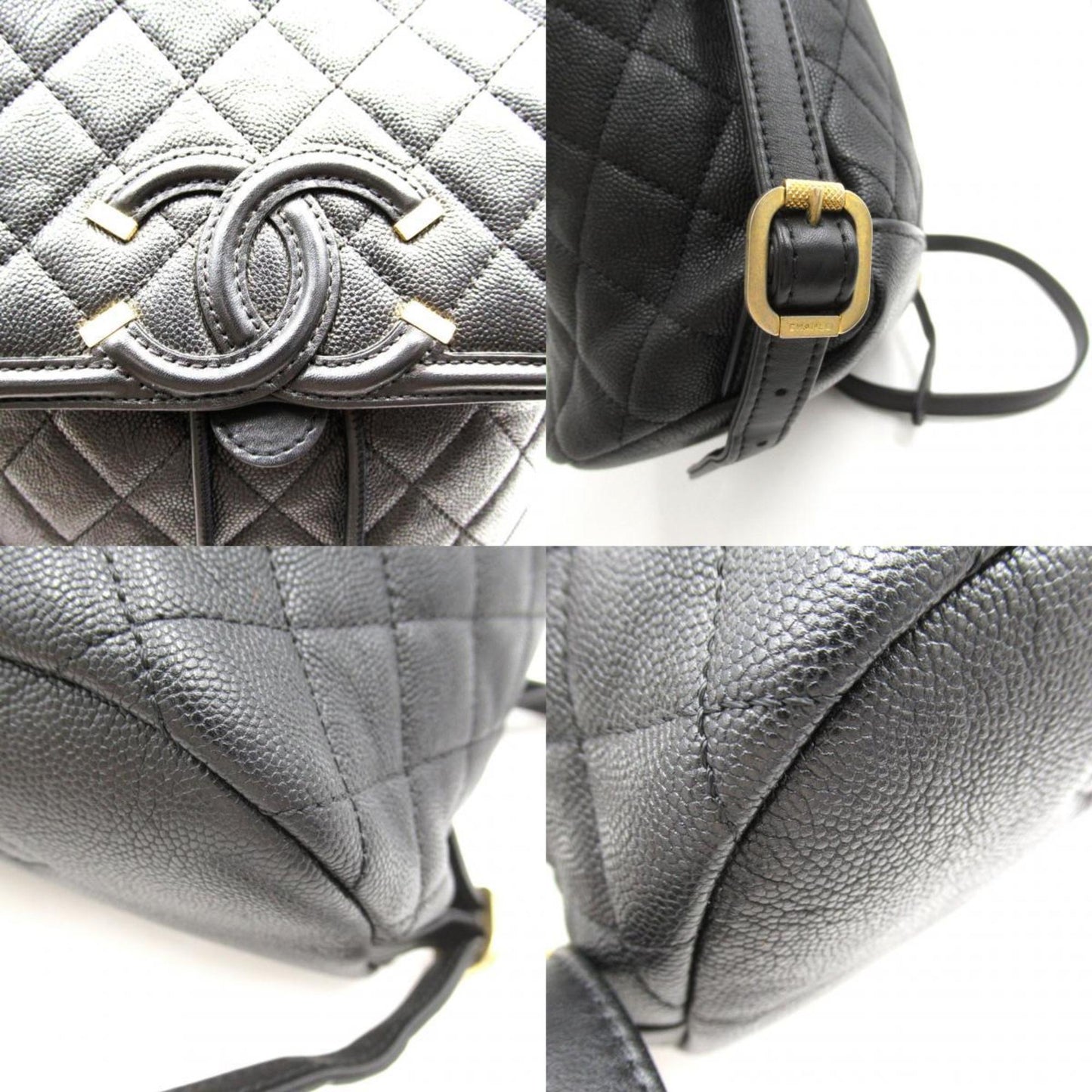 CHANEL Matelasse Backpack Rucksack Bag Caviar Skin (Grained Calf) Women's Black A57090