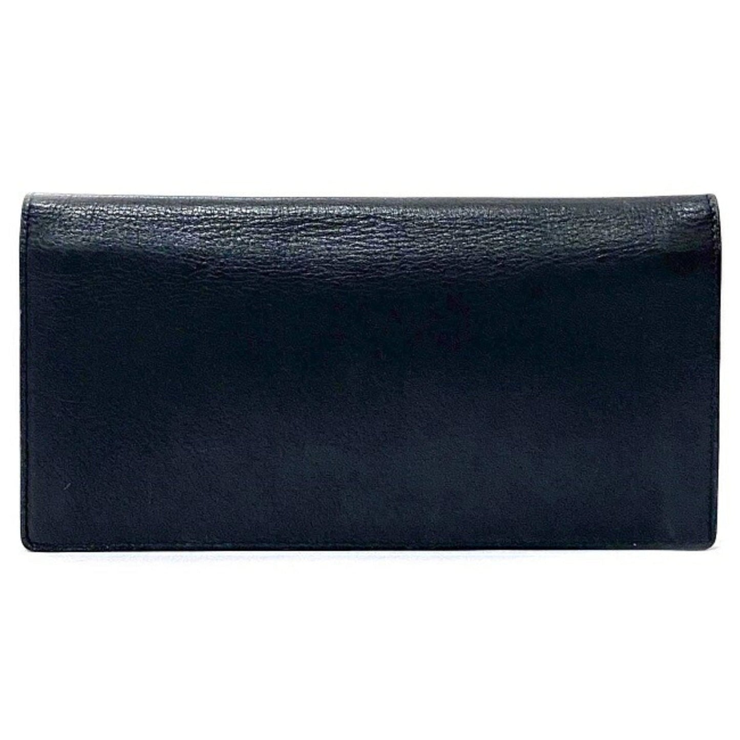Christian Dior Folio Long Wallet Navy Leather Women's Dark Blue