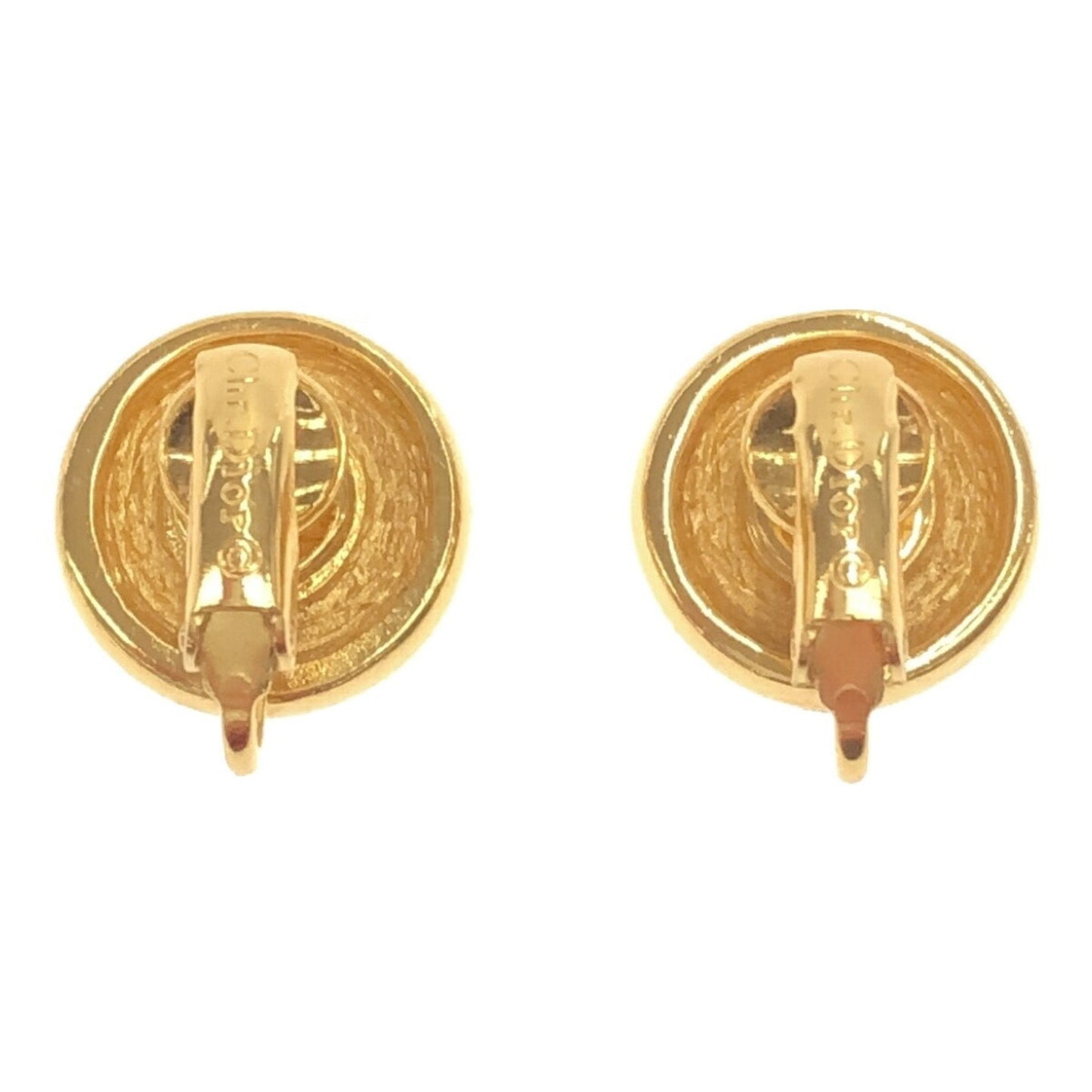 CHRISTIAN DIOR Logo Earrings Gold Stone Small Black Women's Accessories