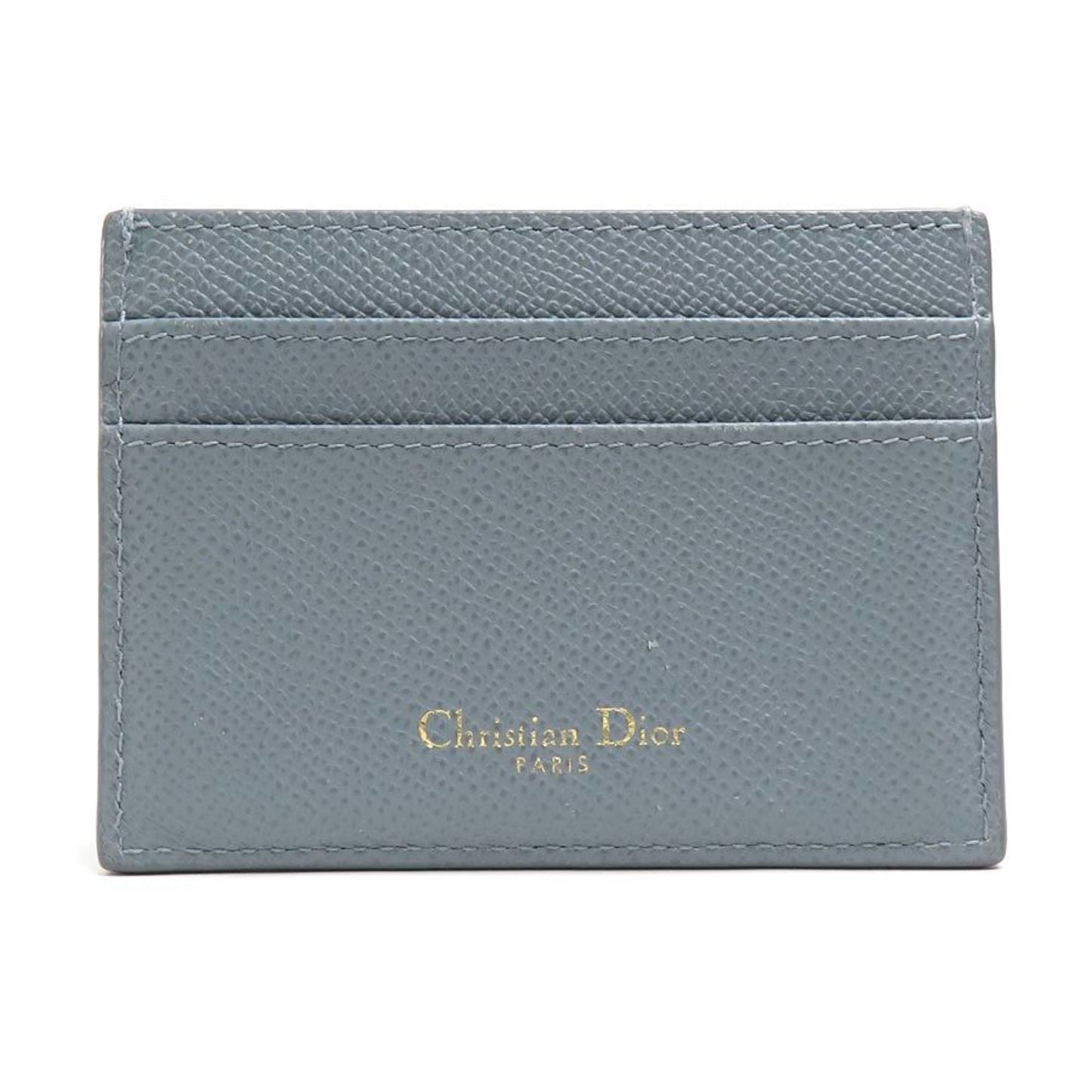 CHRISTIAN DIOR Card Case Pass Leather Blue Gray Ladies