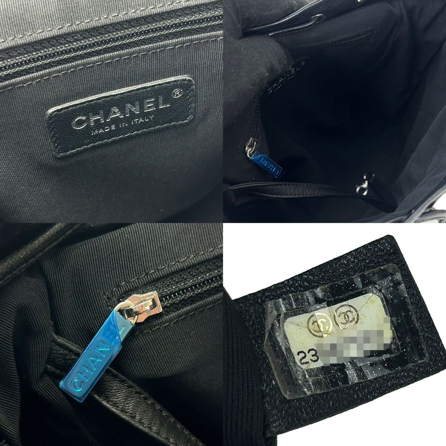 CHANEL backpack rucksack matelasse here mark lambskin leather 23 series black multicolor quilting ladies bag