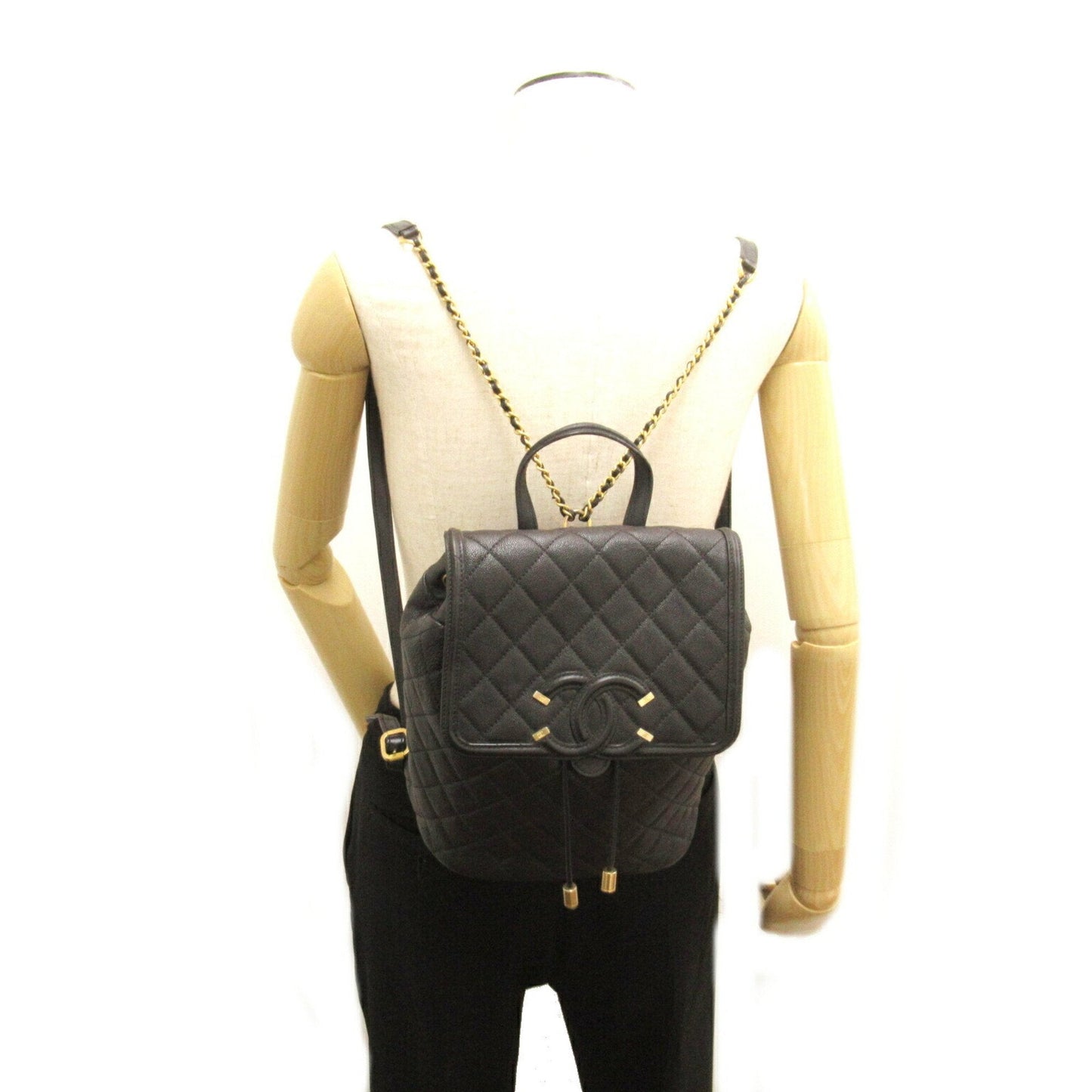CHANEL Matelasse Backpack Rucksack Bag Caviar Skin (Grained Calf) Women's Black A57090