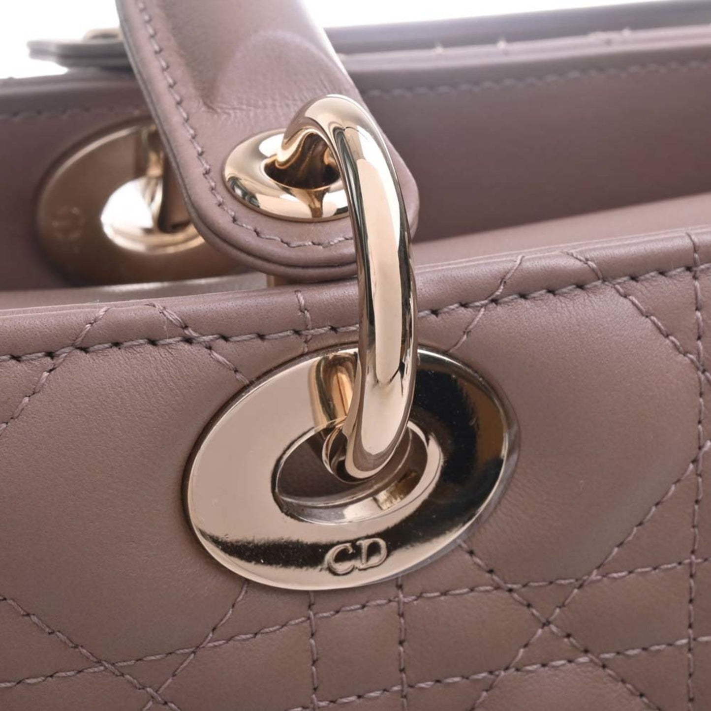 CHRISTIAN DIOR Lady Cannage Leather Handbag M0565OCEA Brown Women's
