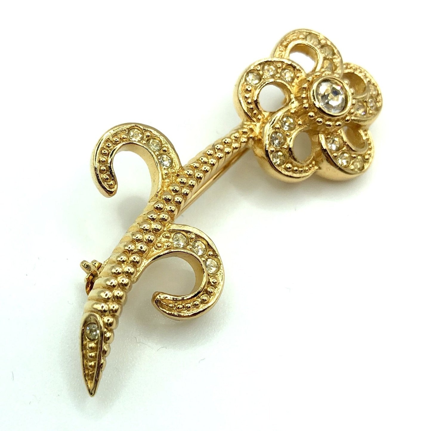 CHRISTIAN DIOR brooch rhinestone gold accessories ladies