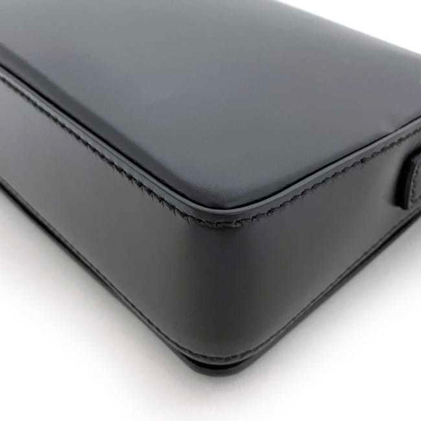 CHRISTIAN DIOR Clutch Bag Black Gold J'ADIOR Leather Handbag Flap Strap