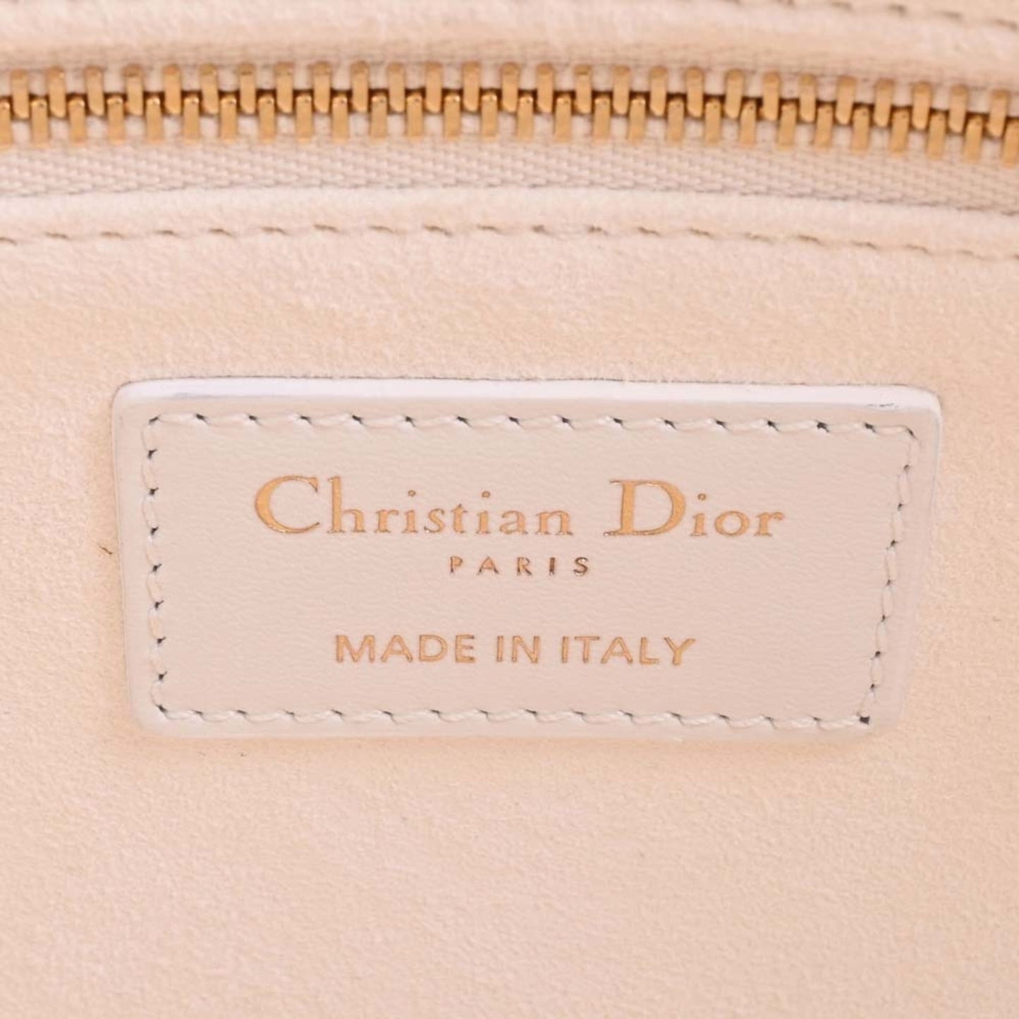 CHRISTIAN DIOR LADY D-LITE Cannage Canvas Leather Medium 2WAY Handbag M0565OTID White Ladies