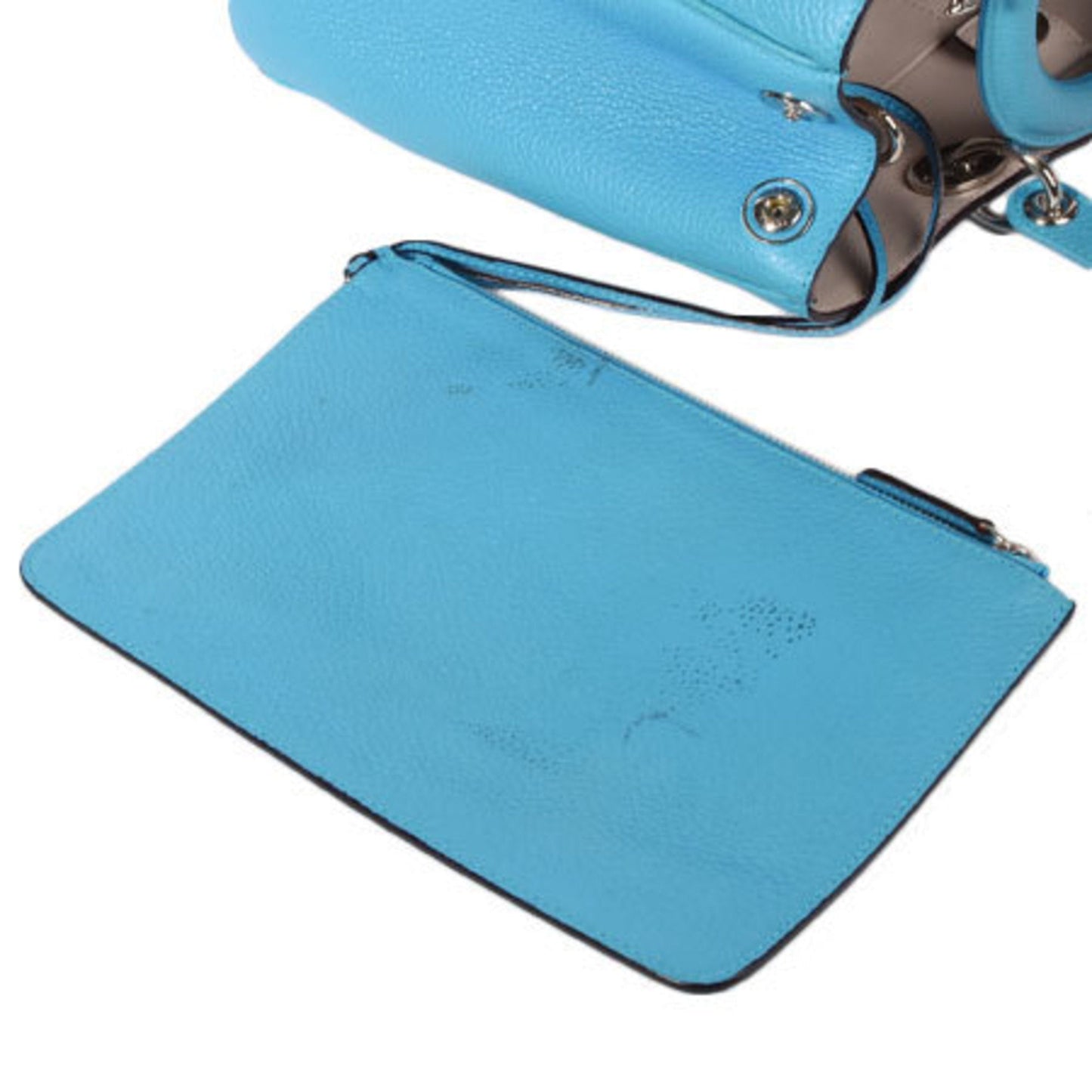 Christian Dior Diorissimo Strap Attached 2Way Handbag Blue Leather