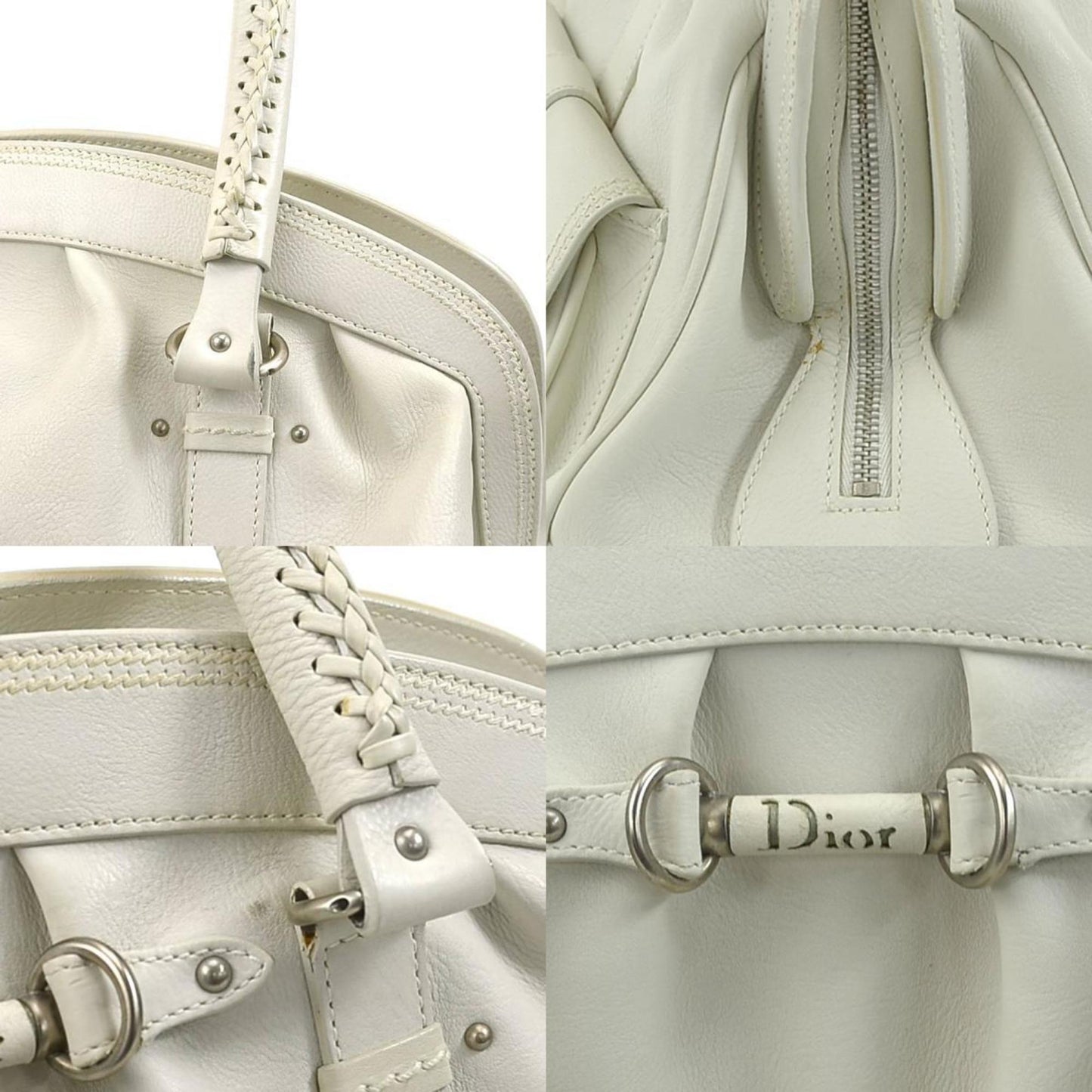 CHRISTIAN DIOR handbag leather ivory ladies