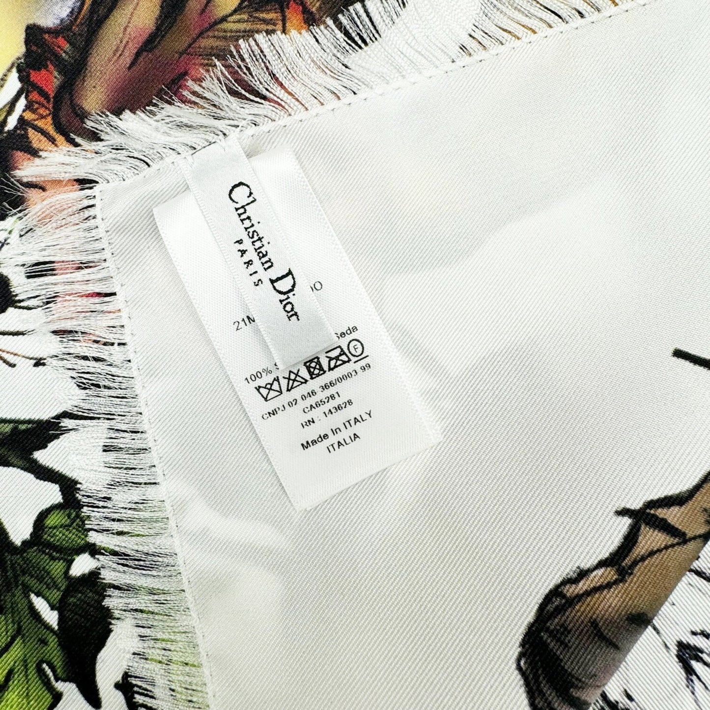 CHRISTIAN DIOR Flower Large Scarf 140cm White Silk 100% Women's