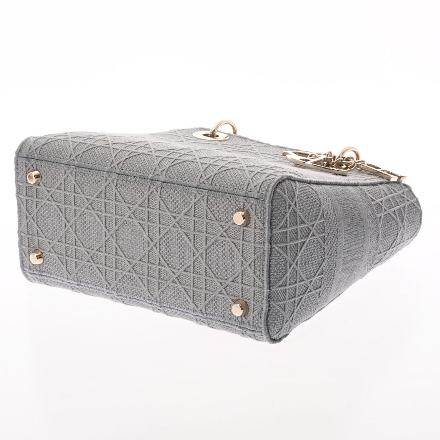 CHRISTIAN DIOR LADY D-LITE Medium Gray Ladies Canage Embroidered Handbag