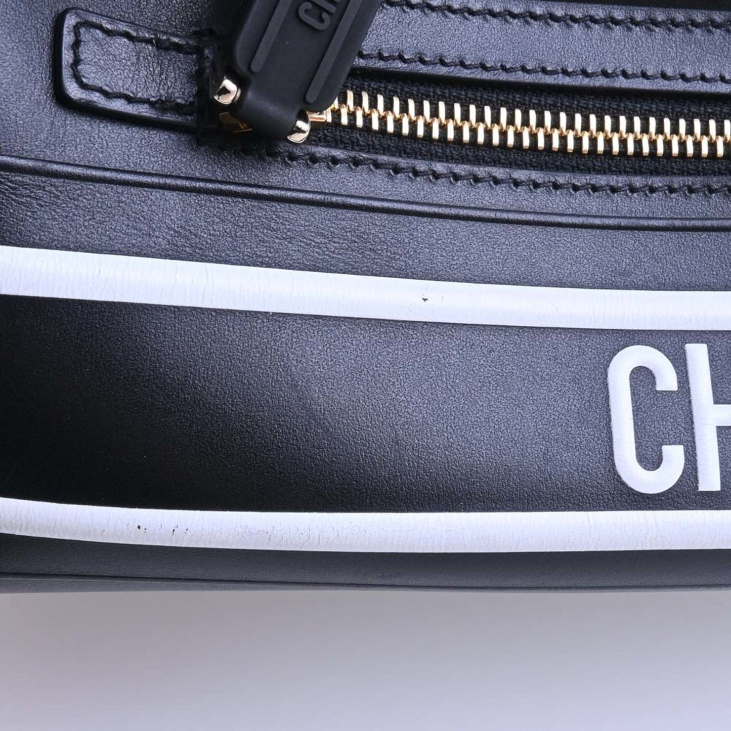 CHRISTIAN DIOR DIOR VIBE macro cannage leather medium bag handbag black white ladies