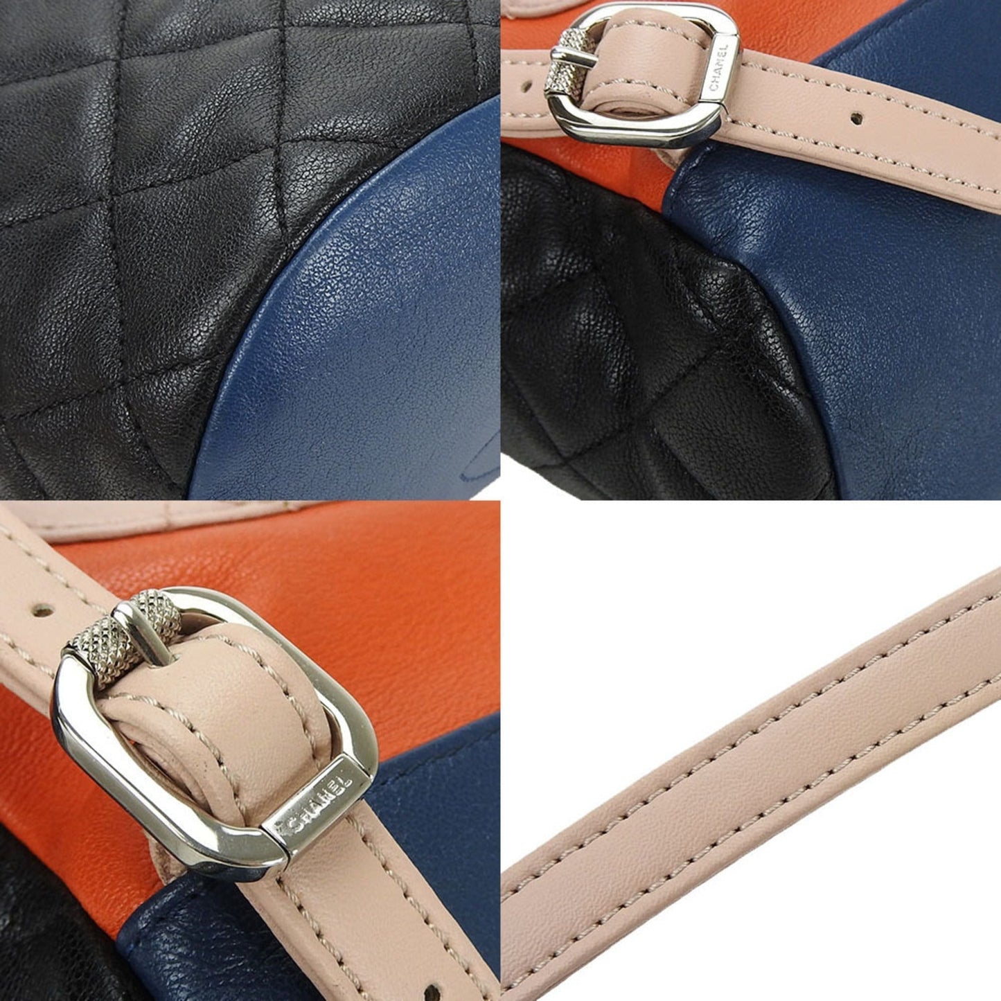 CHANEL backpack rucksack matelasse here mark lambskin leather 23 series black multicolor quilting ladies bag