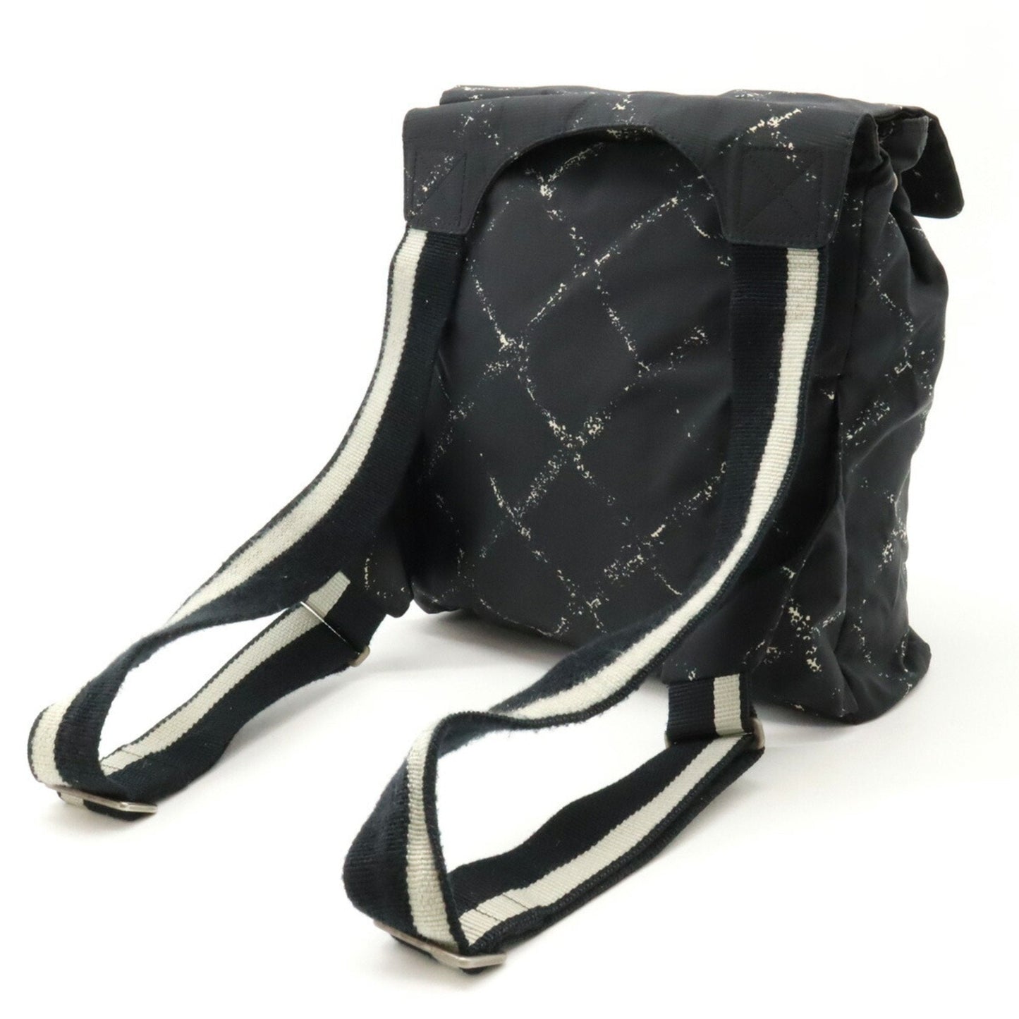 CHANEL Chanel Old Travel Line Rucksack Backpack Daypack Nylon Jacquard Black Red