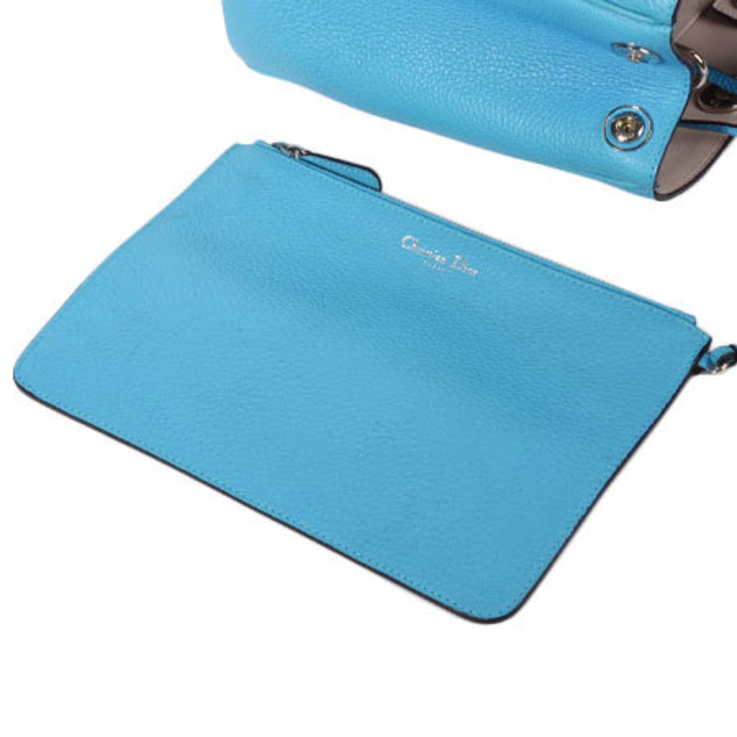Christian Dior Diorissimo Strap Attached 2Way Handbag Blue Leather