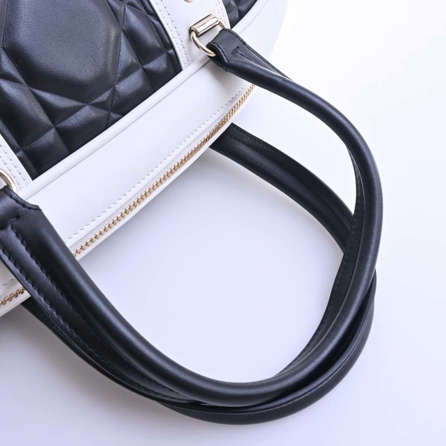CHRISTIAN DIOR DIOR VIBE macro cannage leather medium bag handbag black white ladies