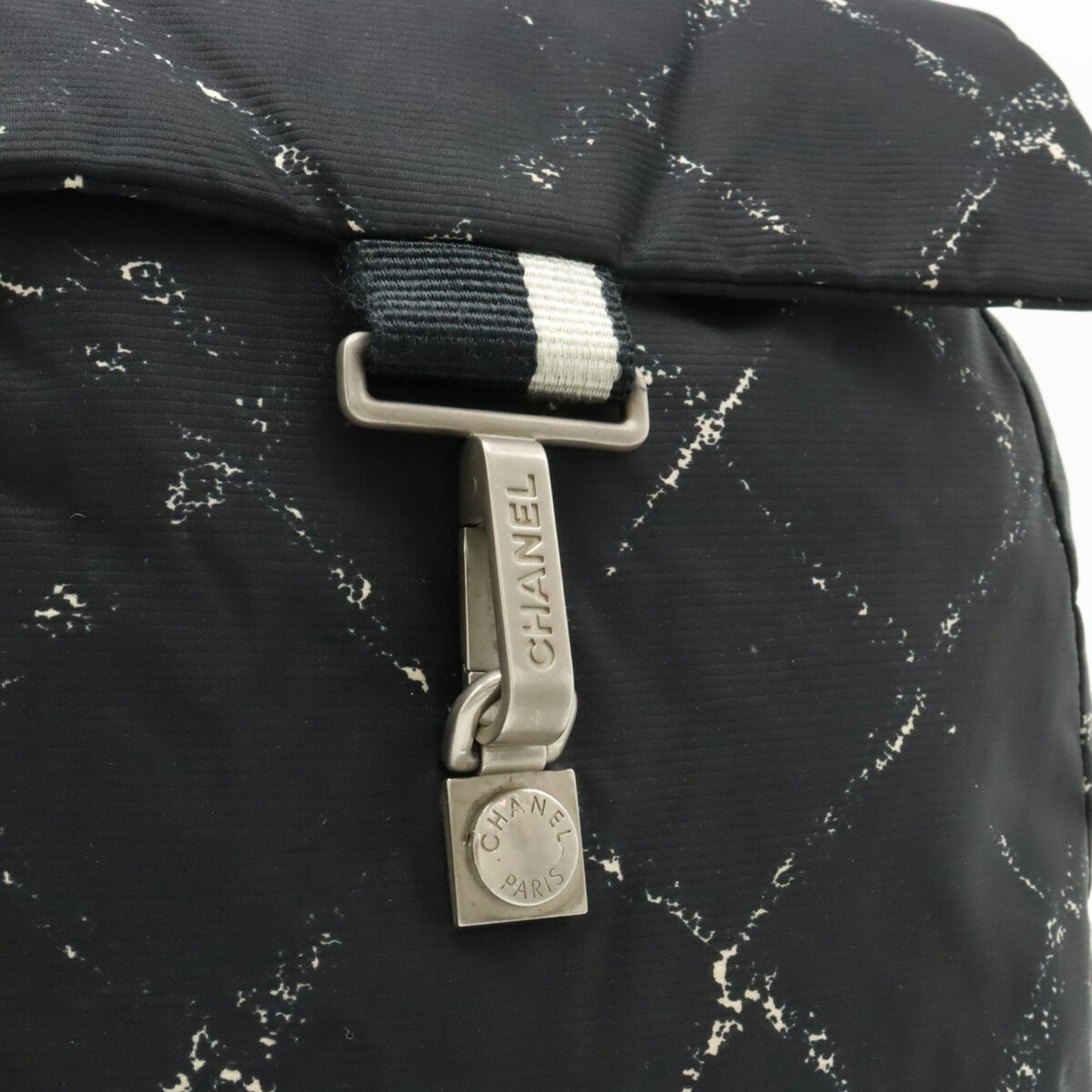 CHANEL Chanel Old Travel Line Rucksack Backpack Daypack Nylon Jacquard Black Red