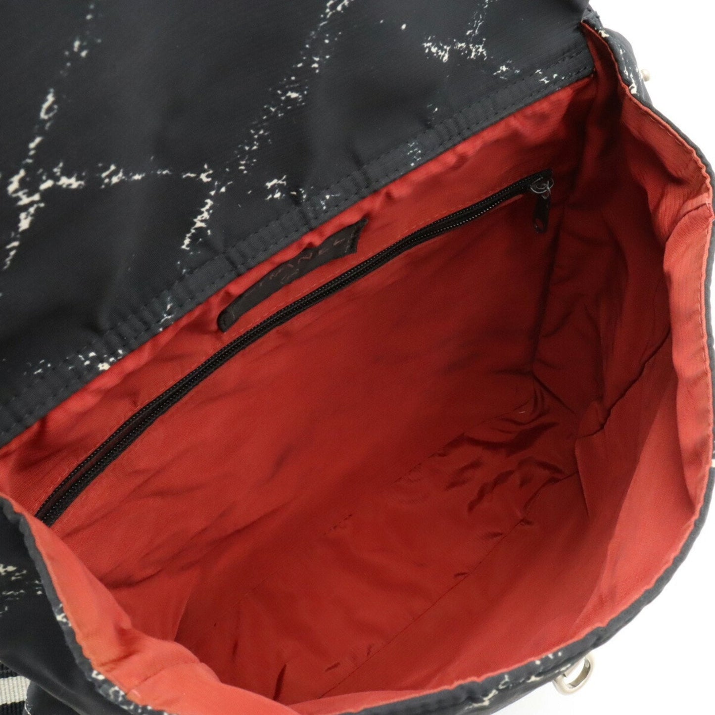 CHANEL Chanel Old Travel Line Rucksack Backpack Daypack Nylon Jacquard Black Red