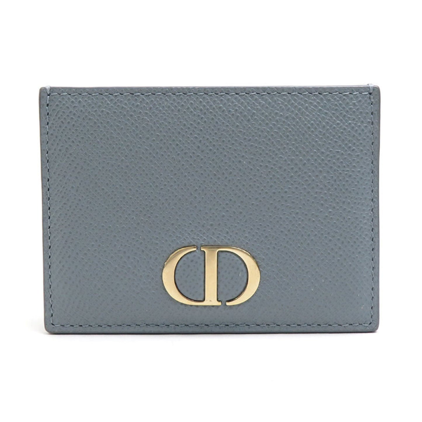 CHRISTIAN DIOR Card Case Pass Leather Blue Gray Ladies