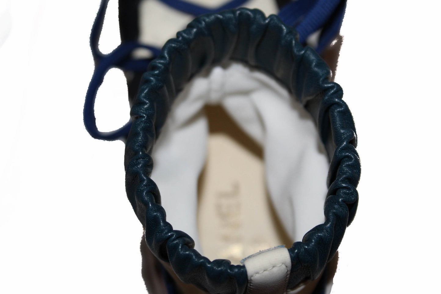 Chanel Lambskin & Mixed Fibers Ivory, Rose, Blue & Black Lace Up Platform Size 35.5 C