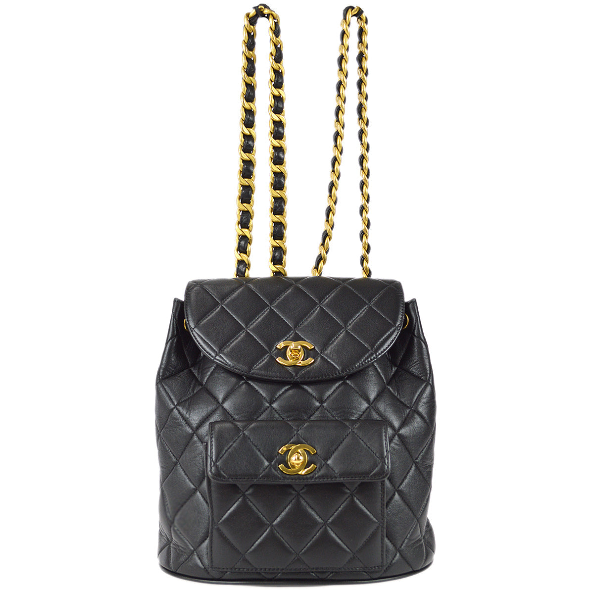 Chanel 1994-1996 Black Lambskin Large Duma Backpack