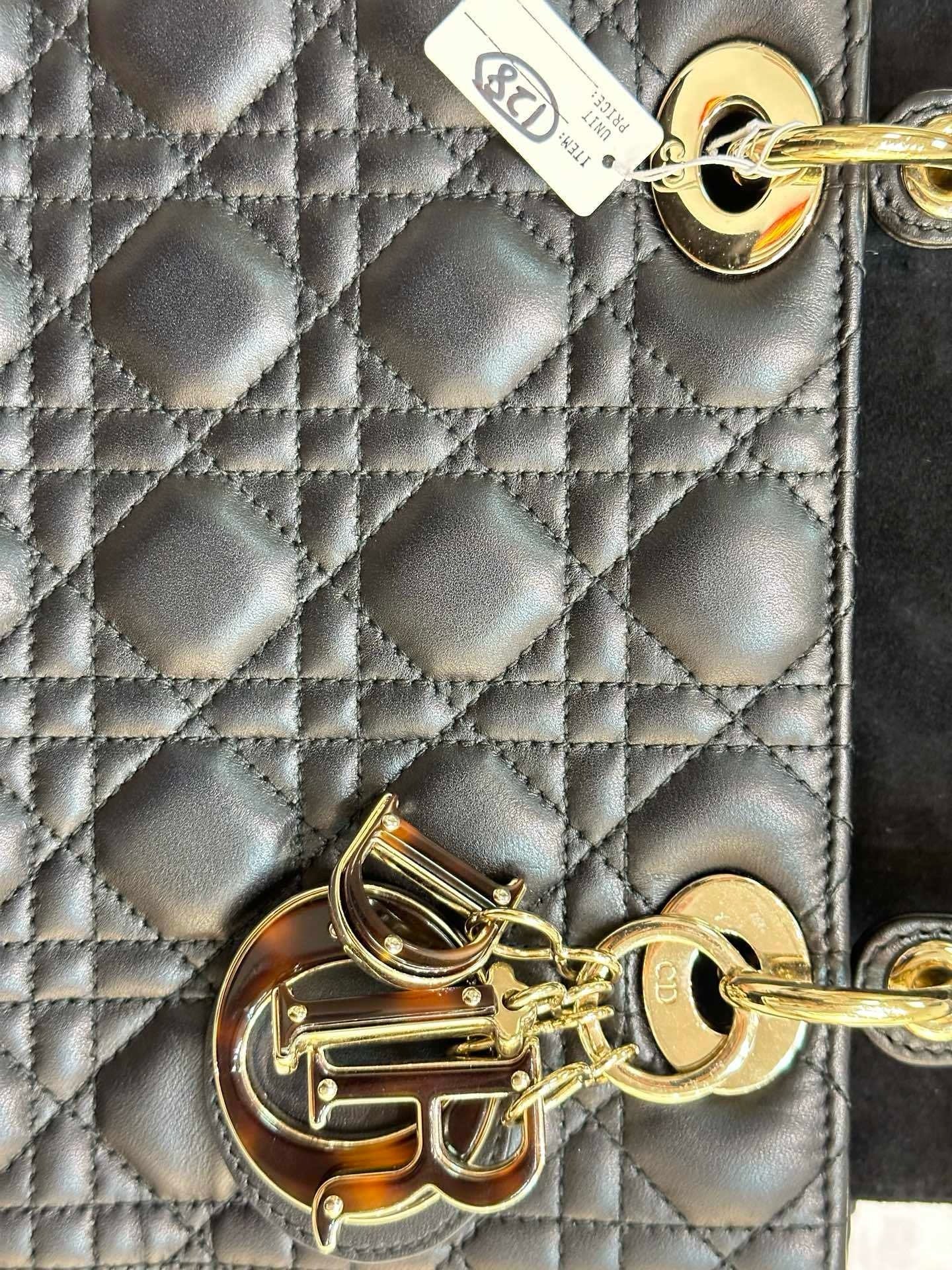 Christian Dior Lambskin Cannage Medium Lady Dior Black GHW