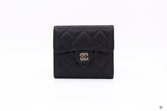 Chanel AP0231 Y01588 Classic Fold Wallet (old Model: A82288) Black Caviar Short Wallet Ghw