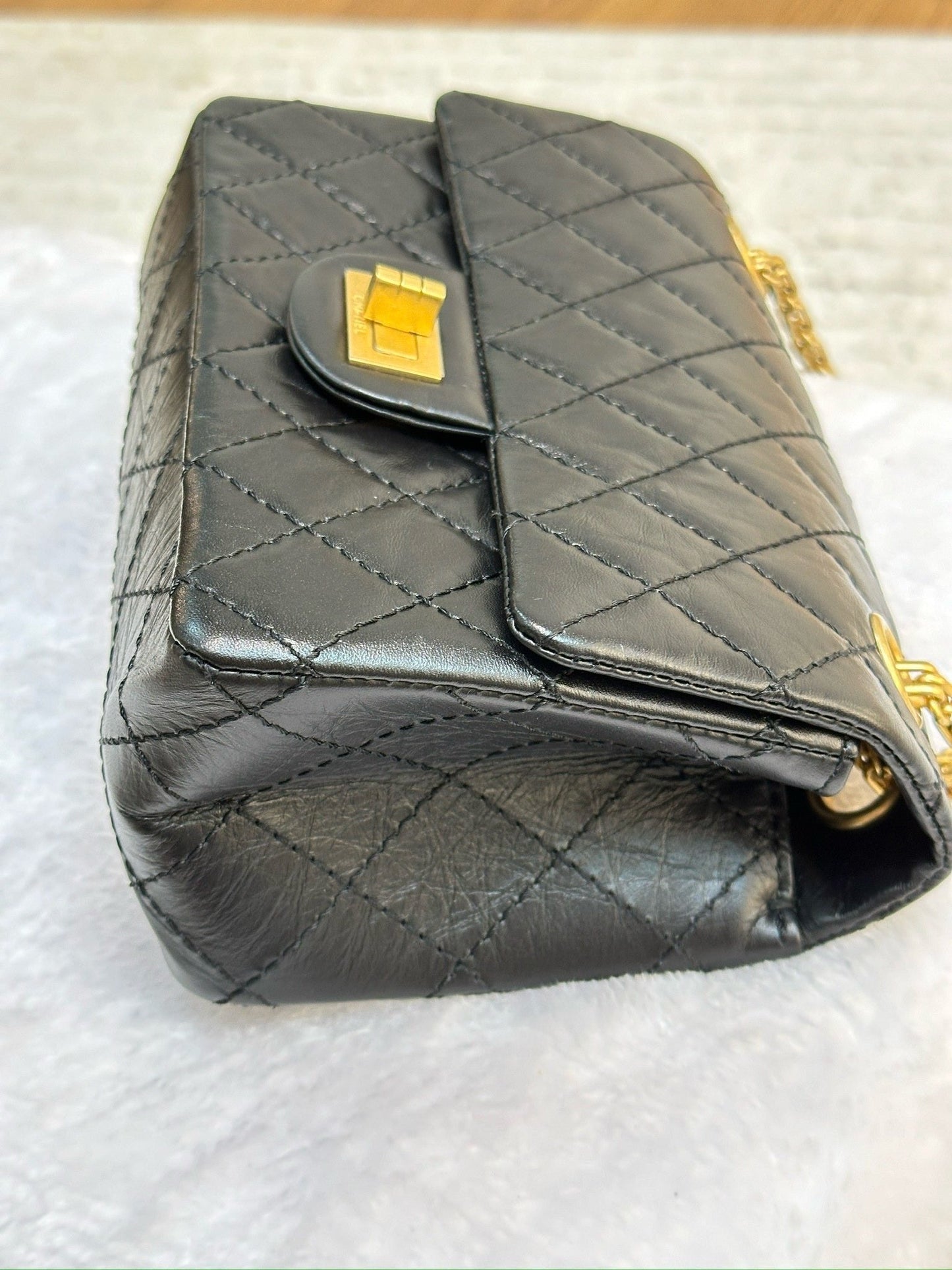Chanel Mini Aged Calfskin Quilted 2.55 Reissue Flap Black Bag