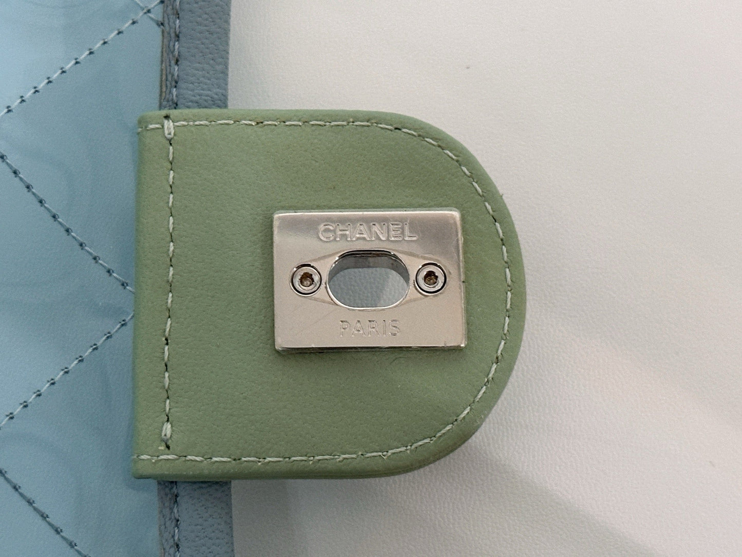 Chanel Coco Splash PVC Medium Flap Bag Pink/Blue/Green Holo card 2569