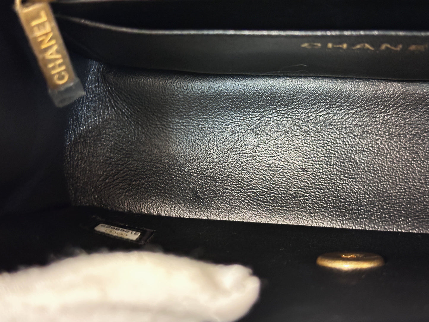 Chanel Mini Rectangular Top Handle Flap Bag Black Caviar GHW 3126 holo card
