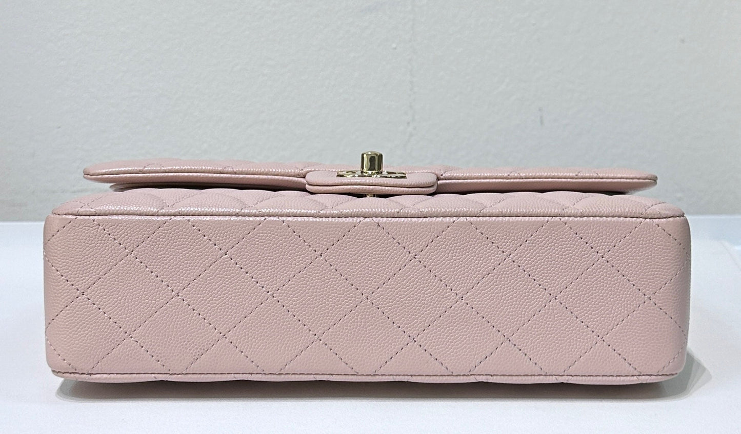 Chanel Medium Caviar Quilted Double Flap Light Pink 21C