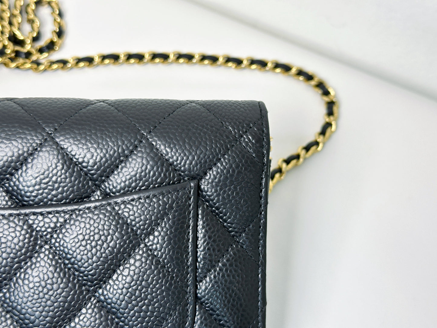 Chanel Classic Wallet on Chain Caviar Black GHW 2859 Holo card