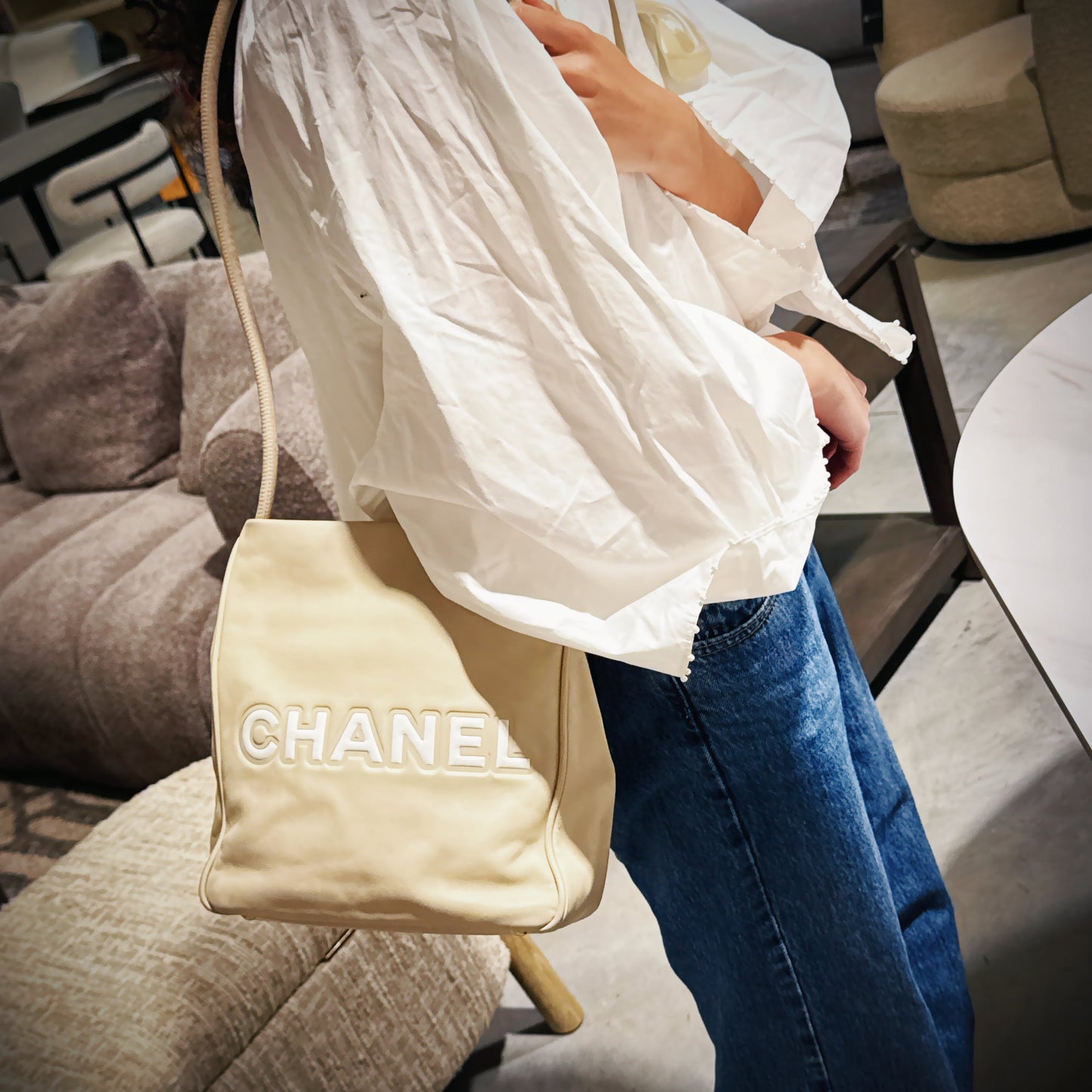 Chanel Lambskin Logo Camellia Tote Bag TWS