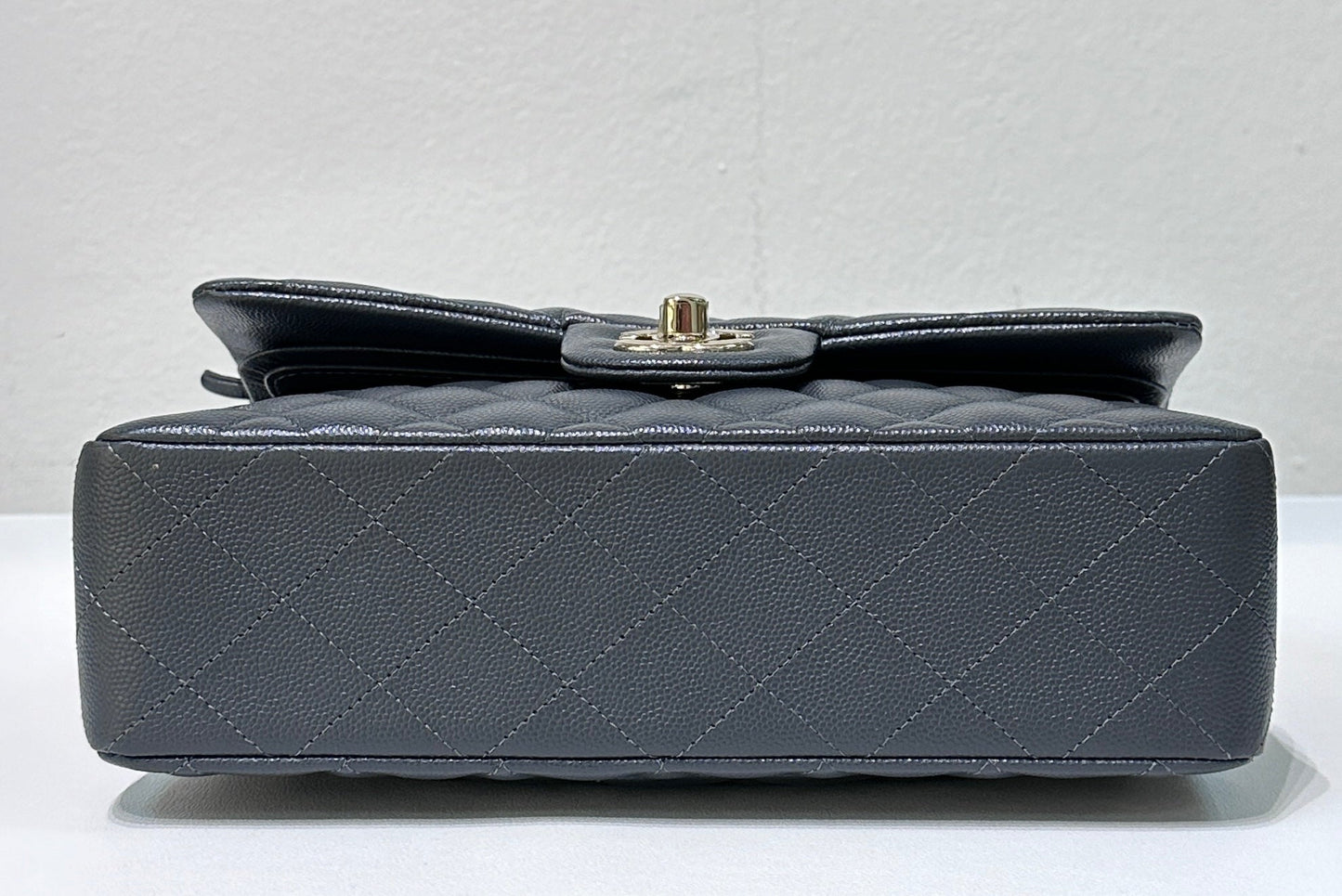 CHANEL Caviar Quilted Small Double Flap Dark Grey