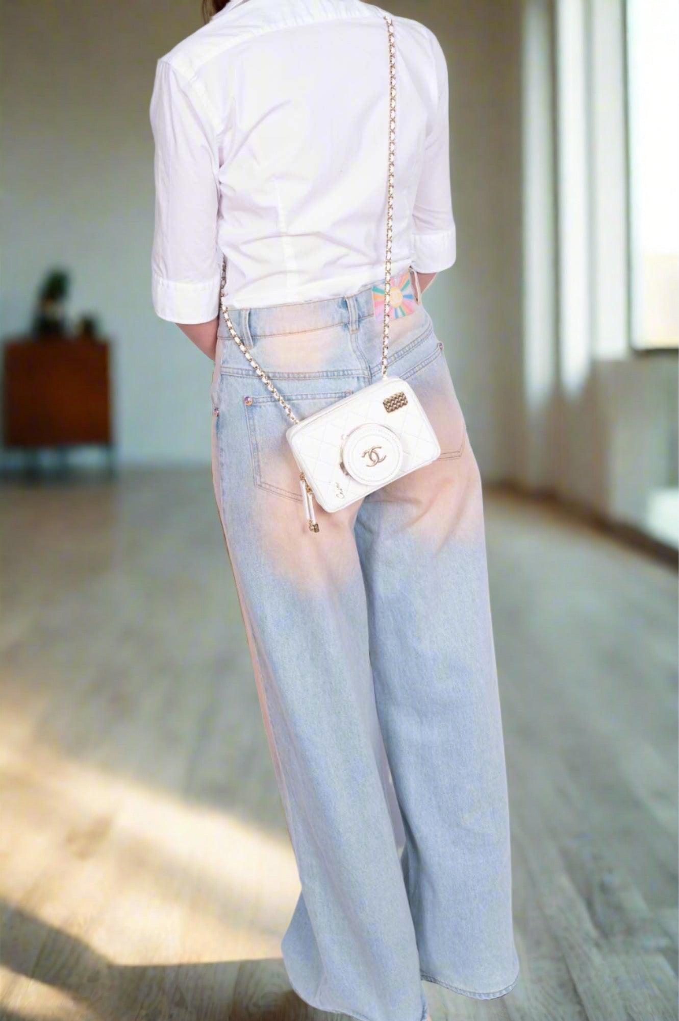 24S Chanel Collectible Runway Camera White Mirror Crossbody Bag