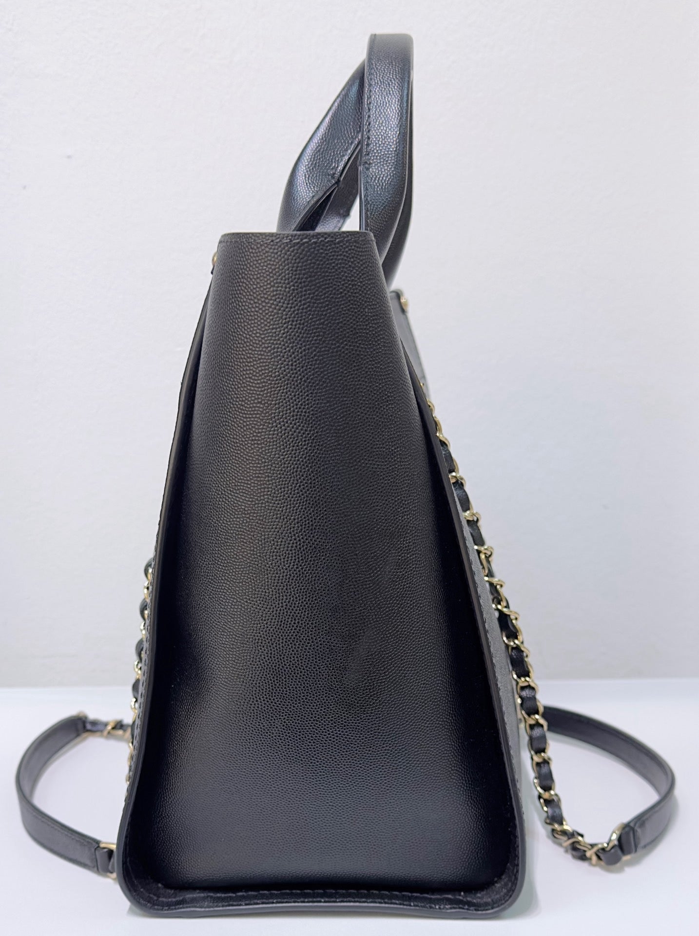 Chanel Small Deauville Caviar Tote Studded Black