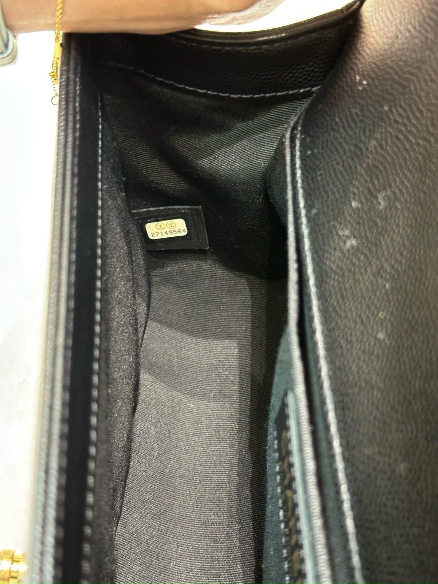 Chanel Medium Caviar LeBoy Bag Black GHW 27 holo card