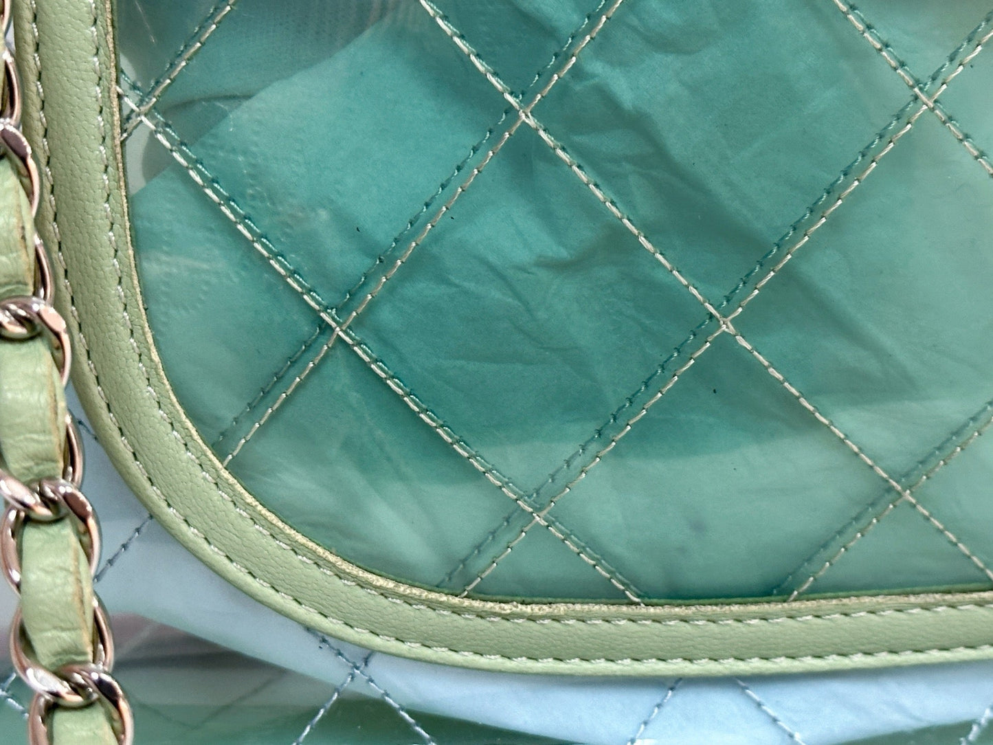 Chanel Coco Splash PVC Medium Flap Bag Pink/Blue/Green Holo card 2569