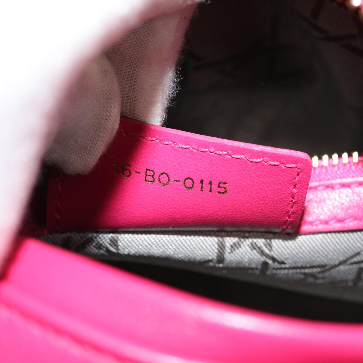 CHRISTIAN DIOR Lady Dior Hand Bag Lamb Skin 2way Pink Auth 28644