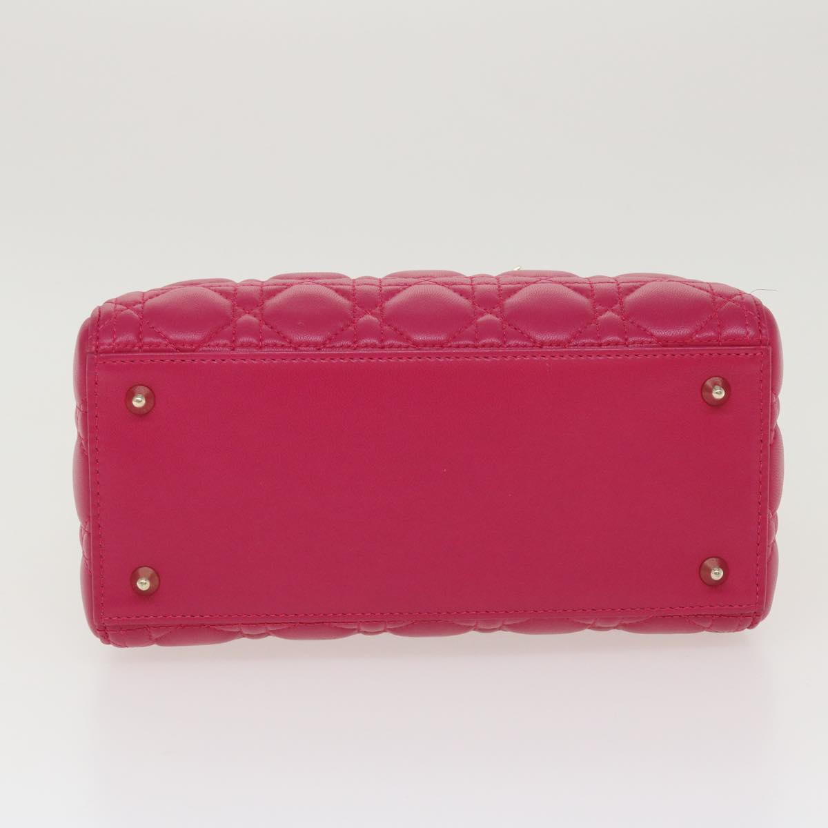 CHRISTIAN DIOR Lady Dior Hand Bag Lamb Skin 2way Pink Auth 28644