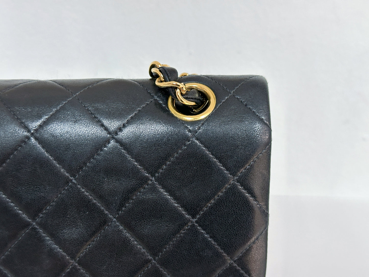 Chanel Vintage Black Quilted Lambskin Small Classic Double Flap Bag 4591 holo card