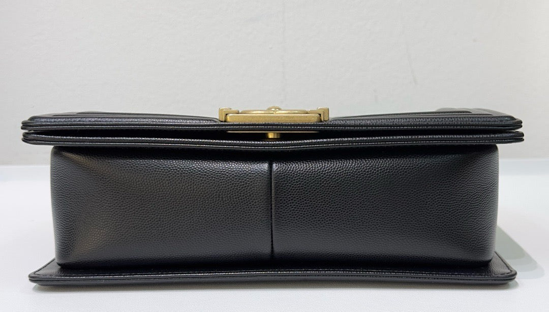 Chanel Medium Caviar LeBoy Bag Black GHW 27 holo card